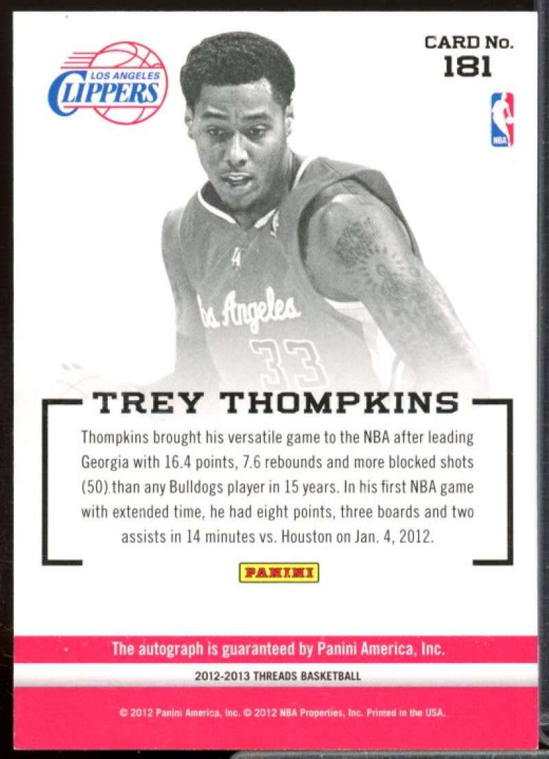 Trey Thompkins AU Rookie Card 2012-13 Panini Threads #181  Image 2