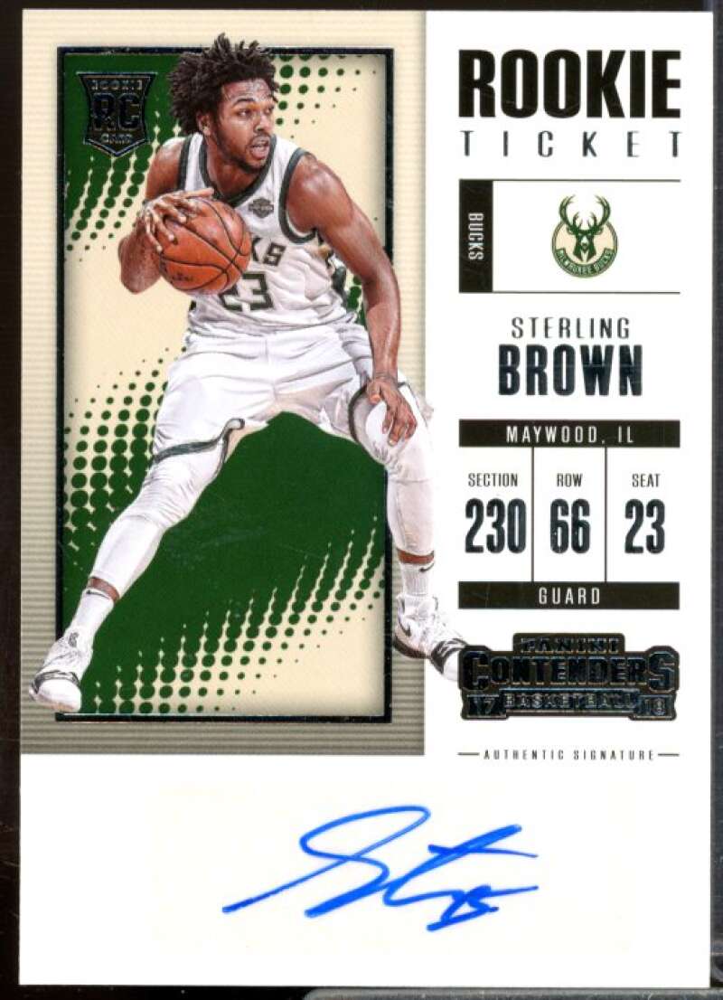 Sterling Brown AU Rookie Card 2017-18 Panini Contenders Prizms #142  Image 1