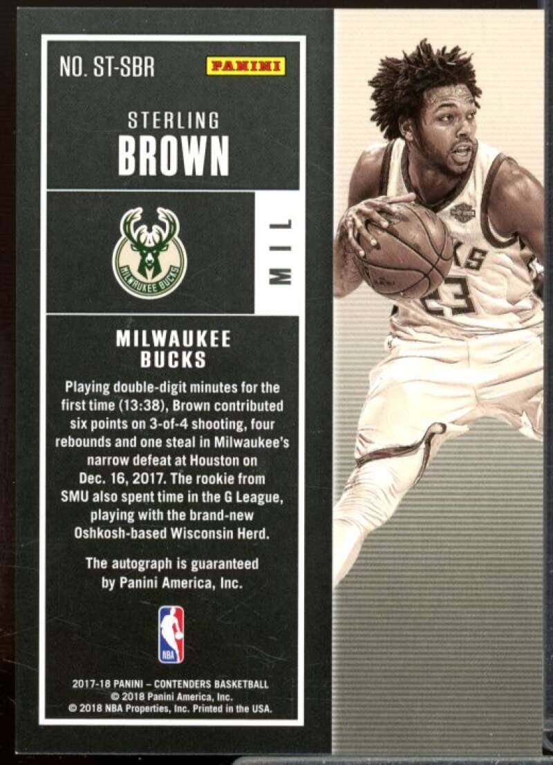 Sterling Brown AU Rookie Card 2017-18 Panini Contenders Prizms #142  Image 2