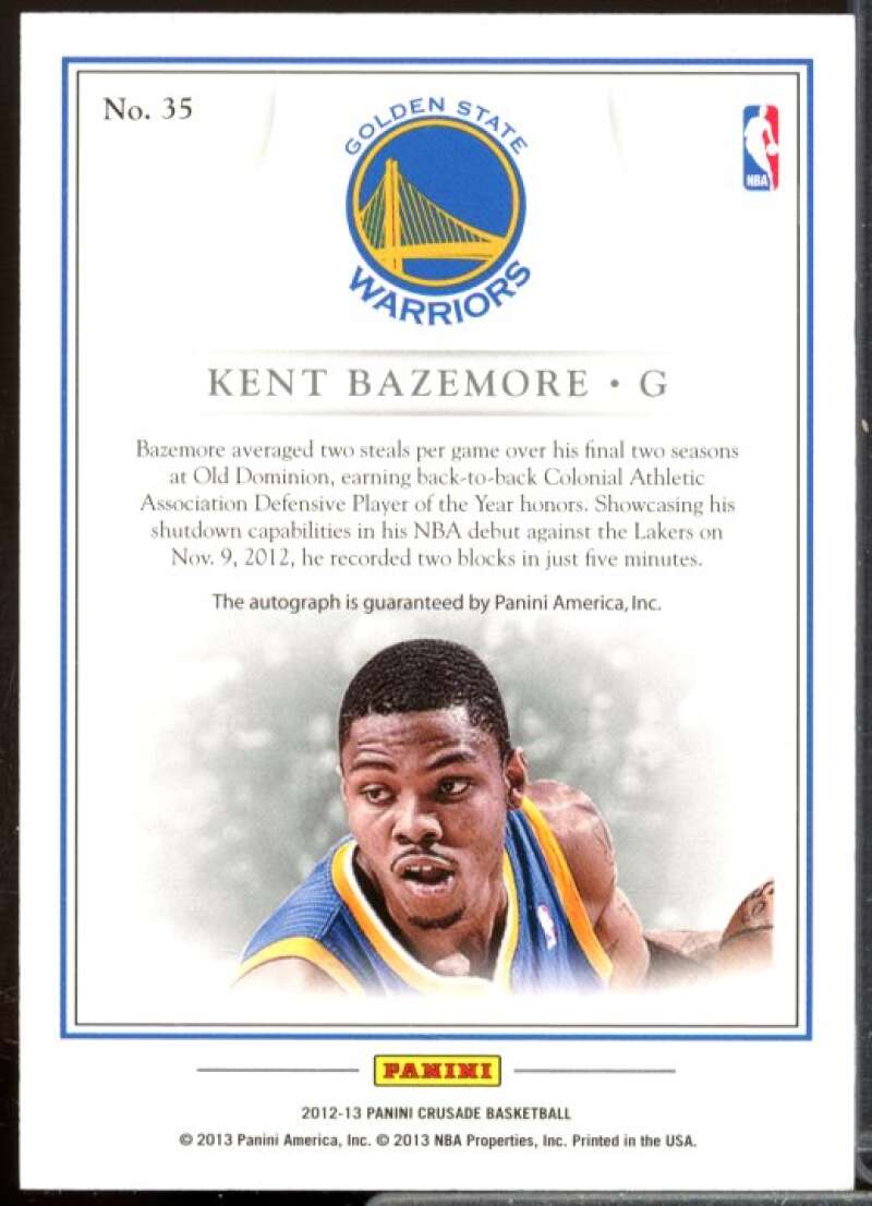 Kent Bazemore Rookie Card 2012-13 Panini Crusade Quest Autographs #35  Image 2