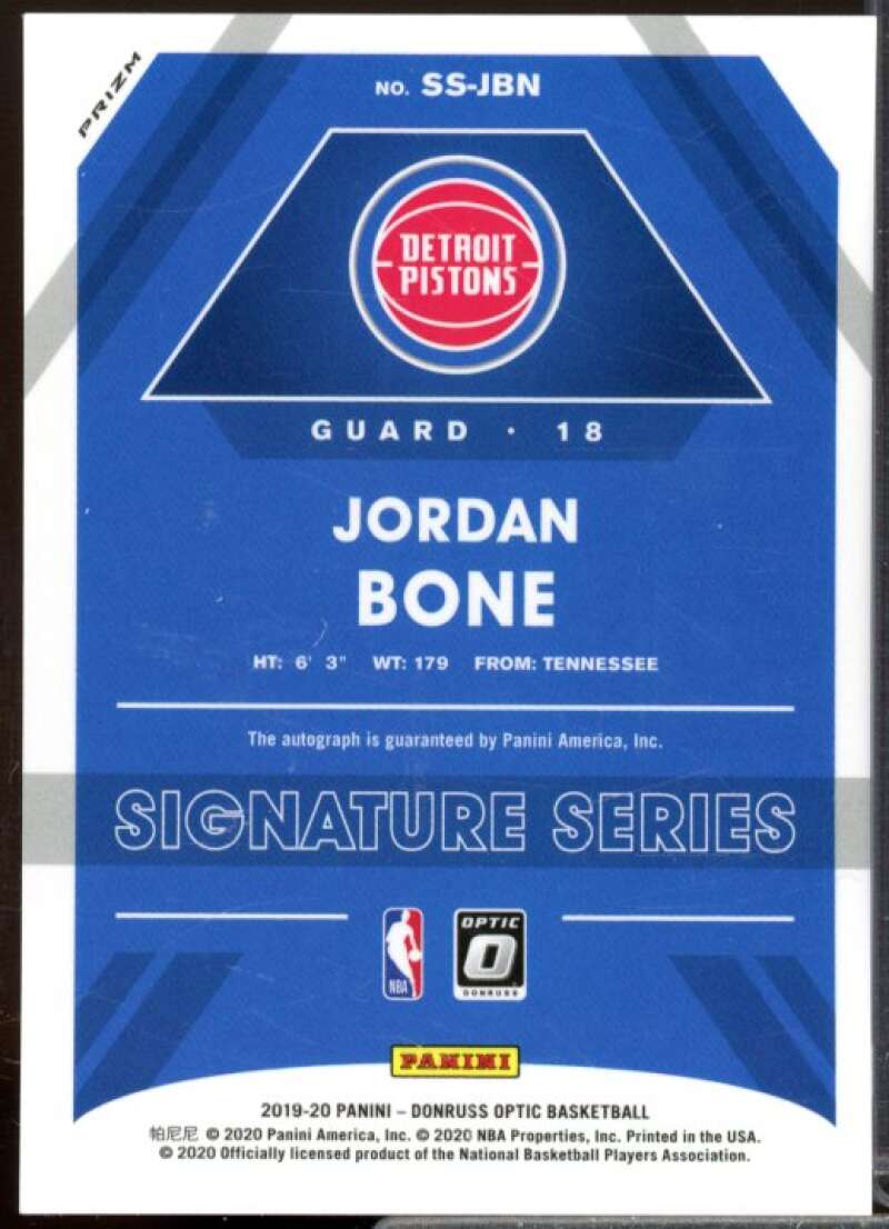 Jordan Bone Rookie Card 2019-20 Donruss Optic Signature Series Holo #3  Image 2