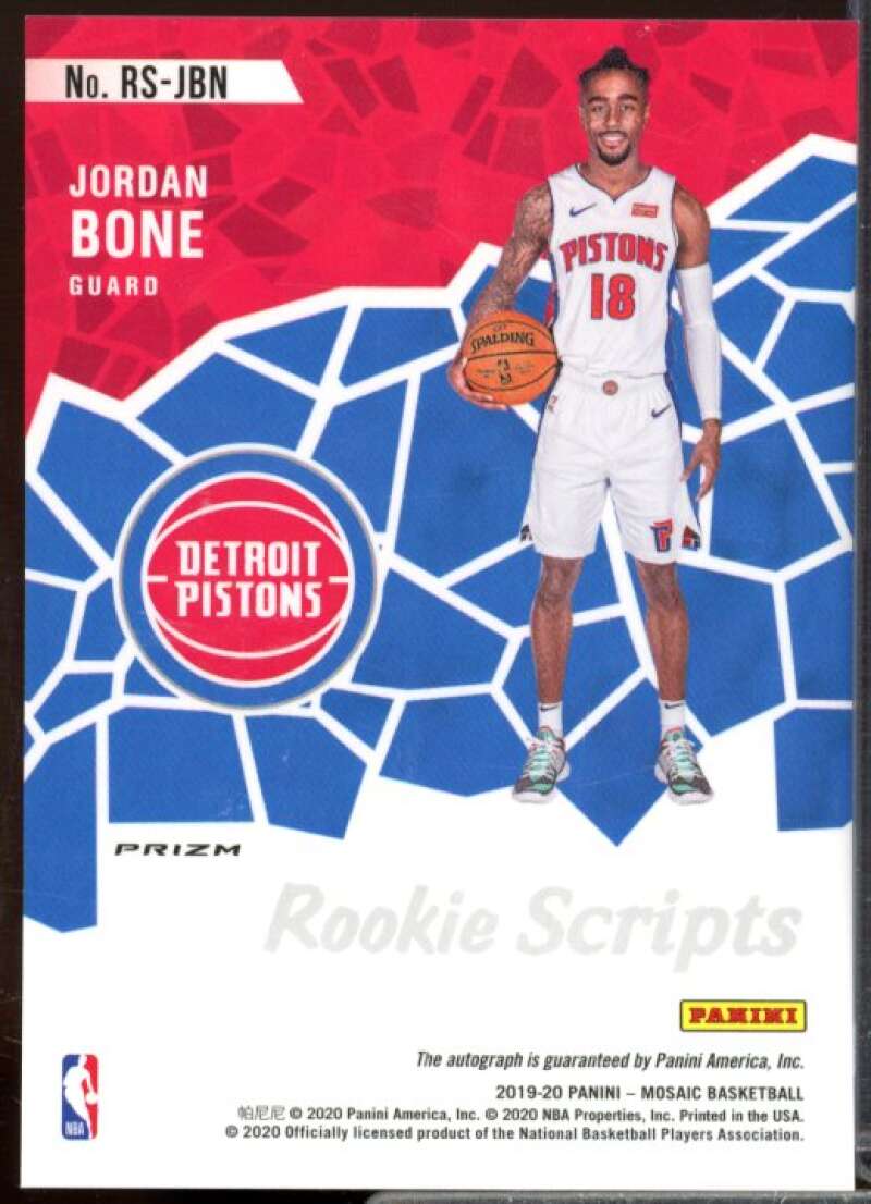 Jordan Bone Rookie Card 2019-20 Panini Mosaic Rookie Scripts #27  Image 2