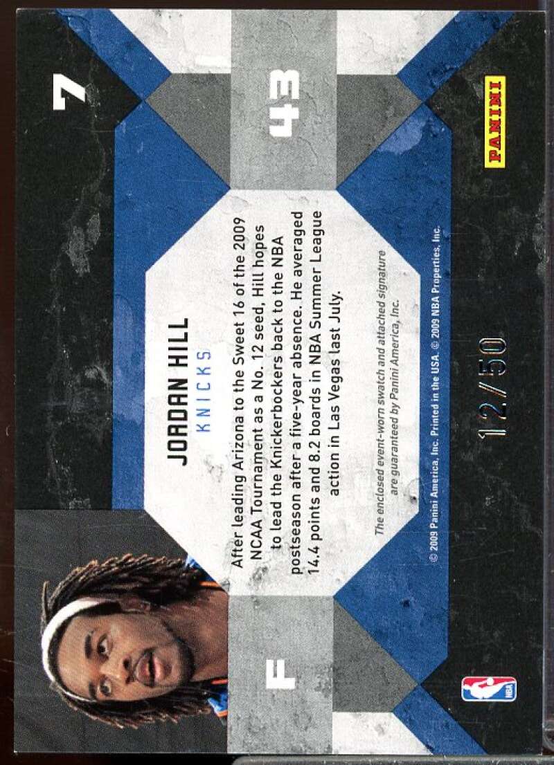 Jordan Hill Rookie 2009-10 Panini Threads Rookie Preview Jerseys Autographs #7  Image 2