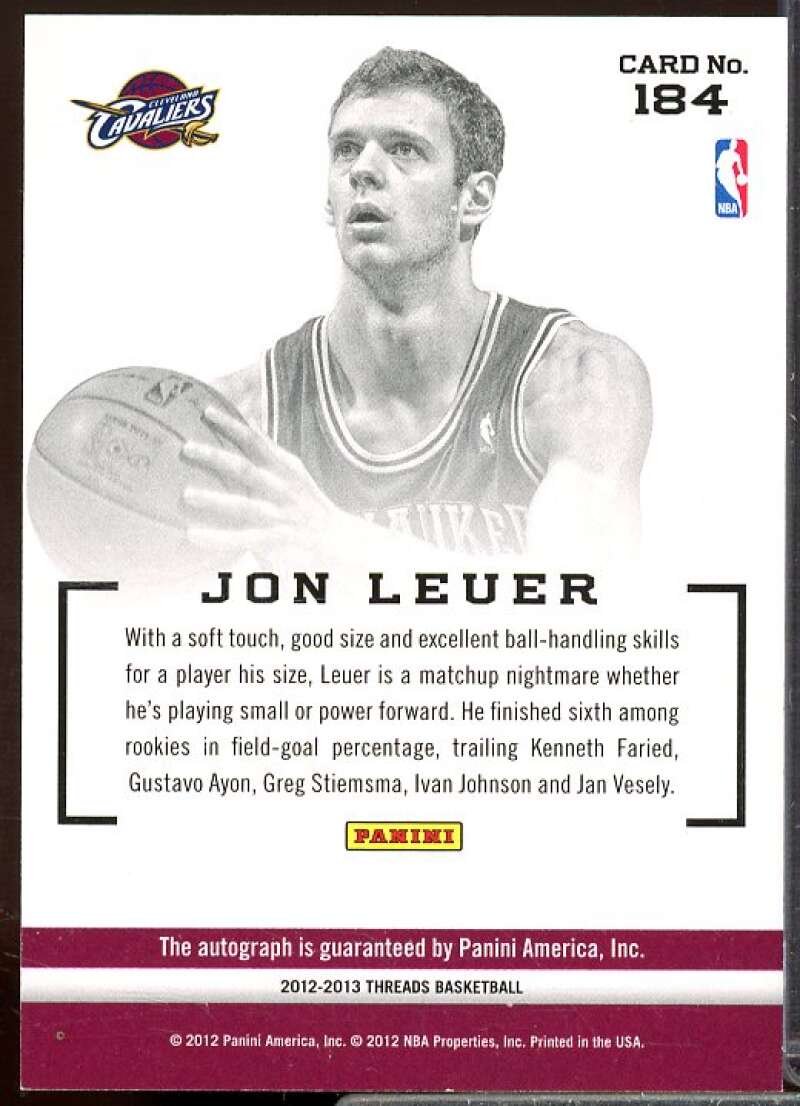 Jon Leuer AU Rookie Card 2012-13 Panini Threads #184  Image 2