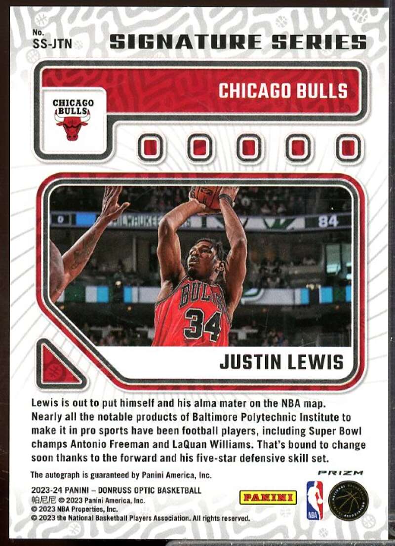 Justin Lewis Rookie Card 2023-24 Donruss Optic Signature Series Holo #51  Image 2