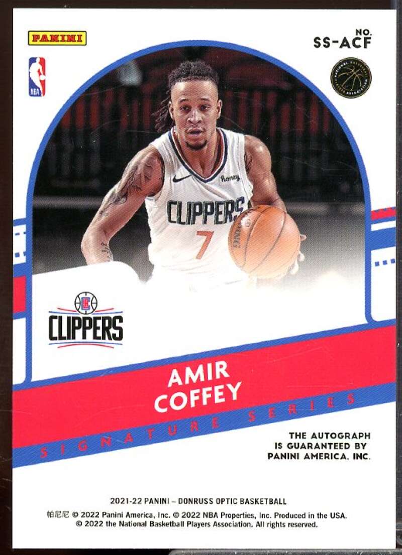 Amir Coffey Rookie Card 2021-22 Donruss Optic Signature Series #49  Image 2