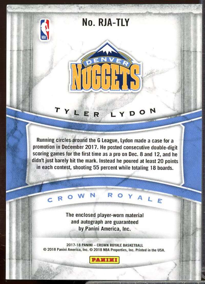 Tyler Lydon Rookie Card 2017-18 Crown Royale Rookie Jersey Autographs #31  Image 2