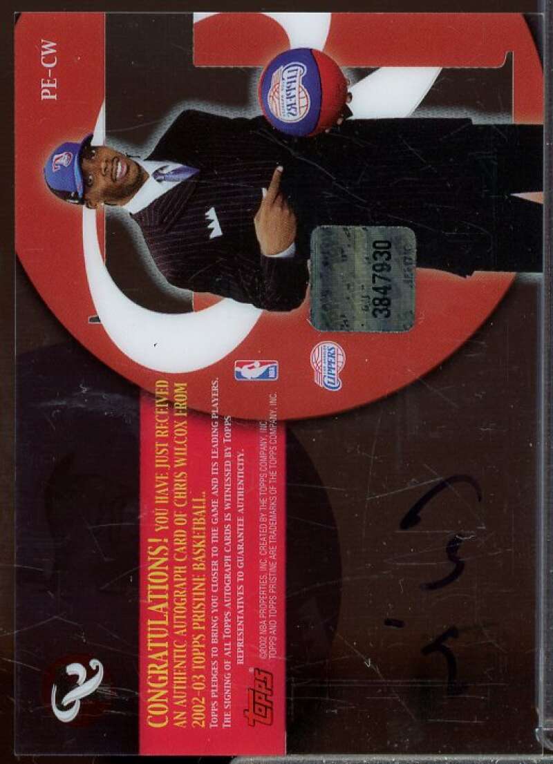 Chris Wilcox Rookie Card 2002-03 Topps Pristine Personal Endorsements #PECW  Image 2