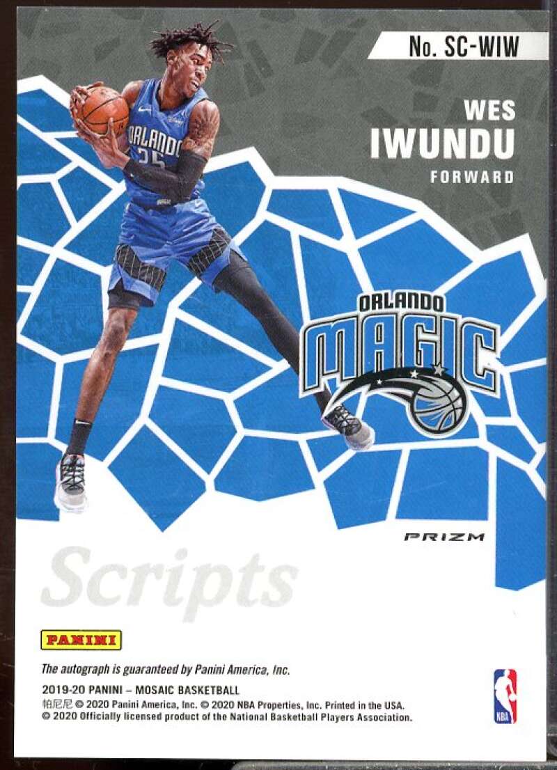 Wes Iwundu Rookie Card 2019-20 Panini Mosaic Scripts #56  Image 2