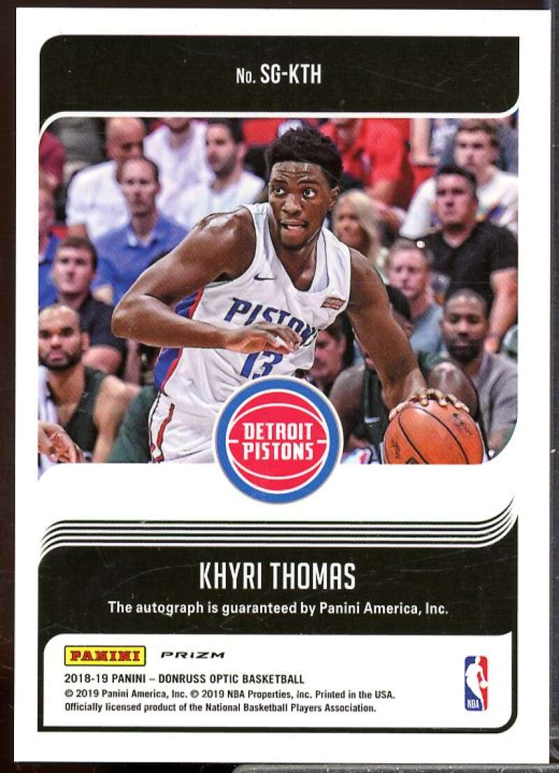 Khyri Thomas Rookie Card 2018-19 Donruss Optic Signature Series Purple #77  Image 2