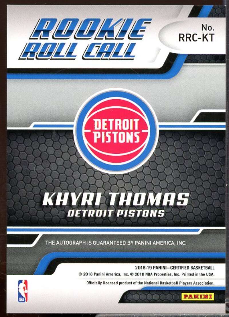 Khyri Thomas Rookie Card 2018-19 Certified Rookie Roll Call Autographs #48  Image 2