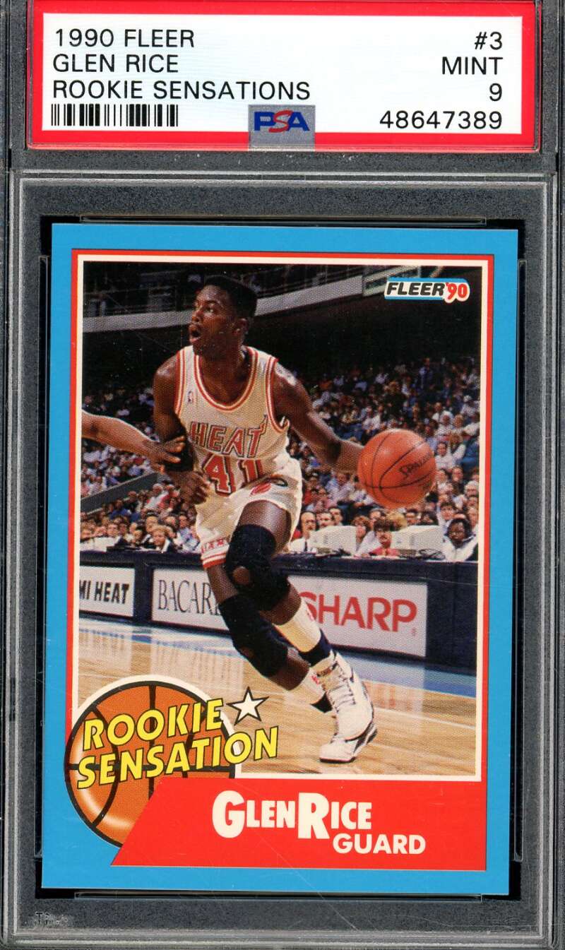 Glen Rice Rookie Card 1990-91 Fleer Rookie Sensations #3 PSA 9 Image 1