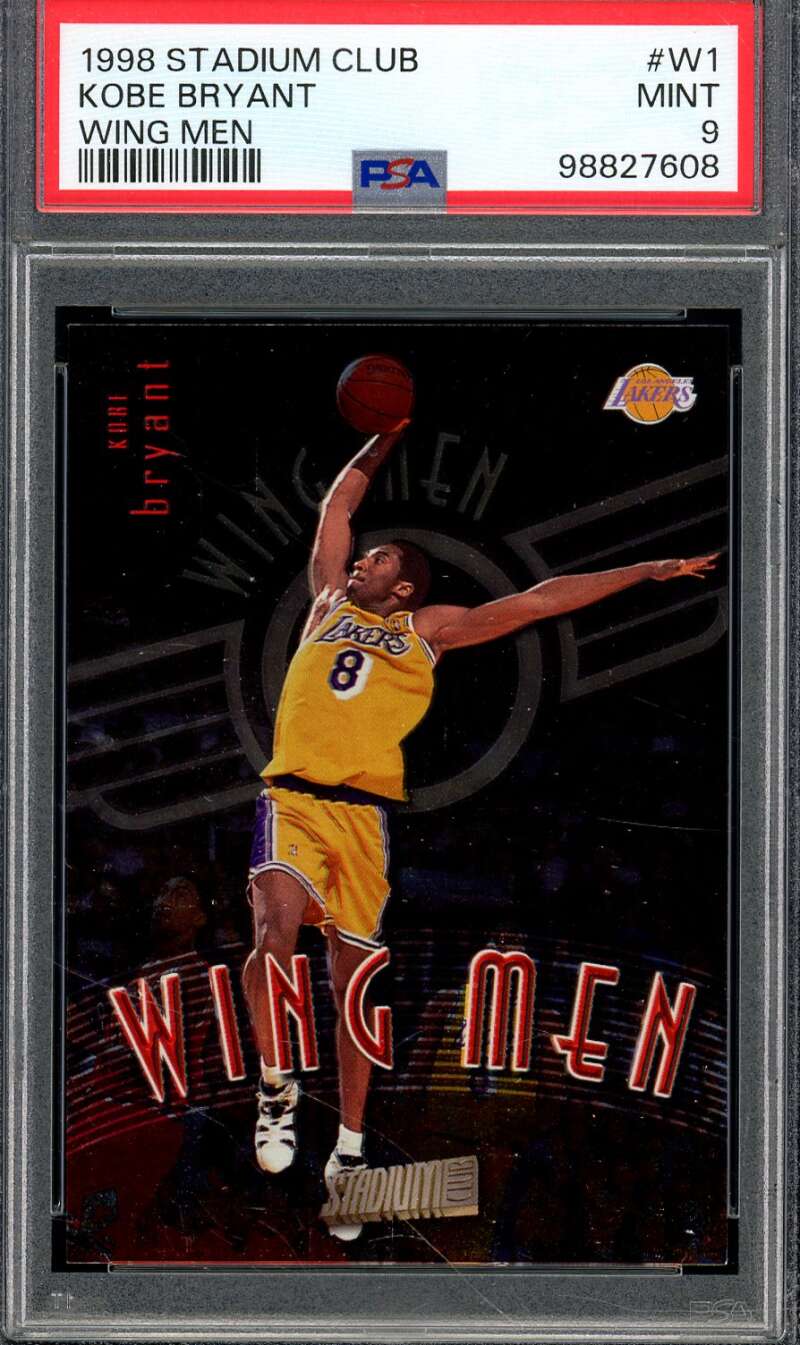 Kobe Bryant Card 1998-99 Stadium Club Wing Men #W1 PSA 9 Image 1