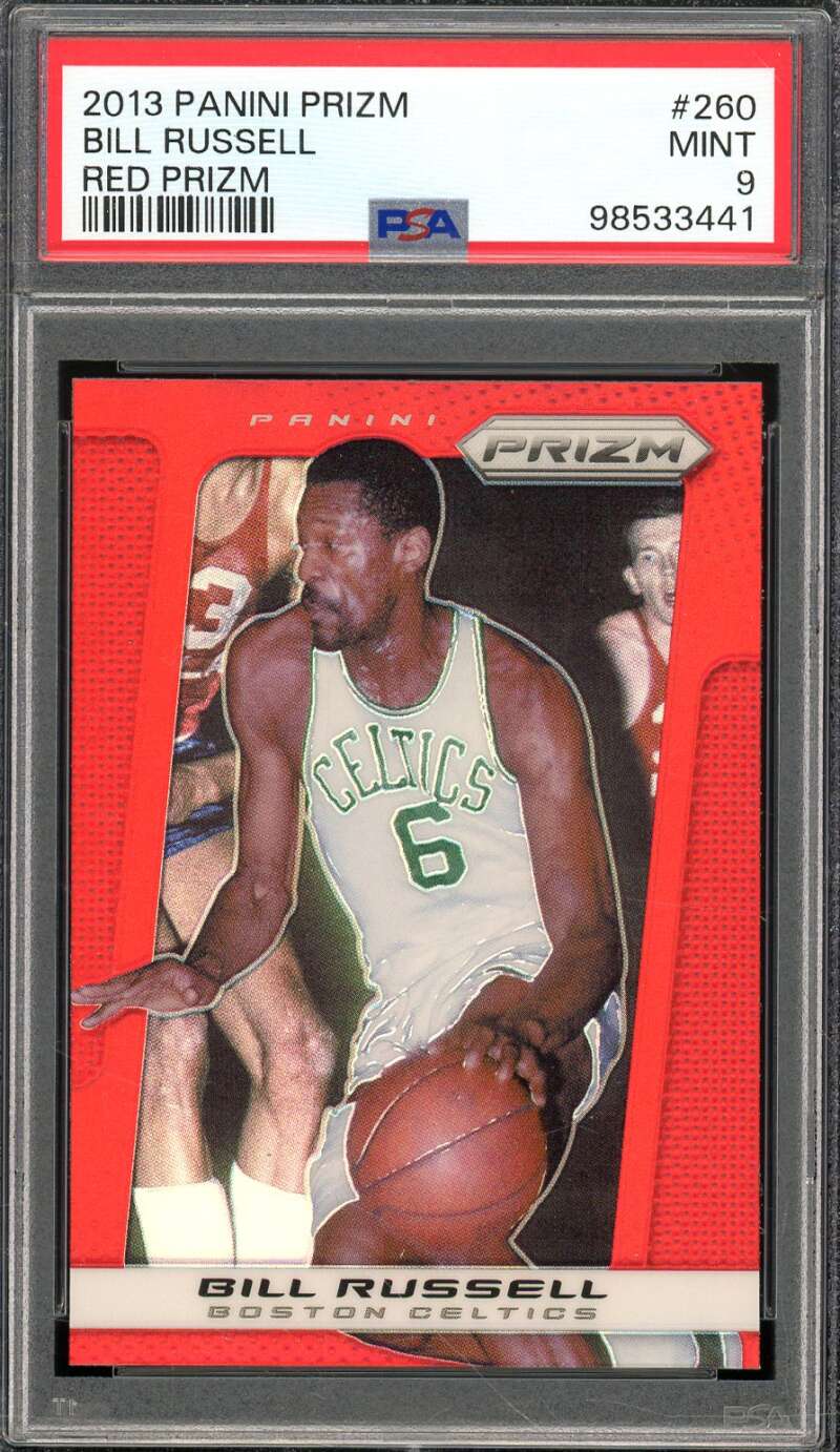 Bill Russell Card 2013-14 Panini Prizm Red Prizm #260 PSA 9 Image 1