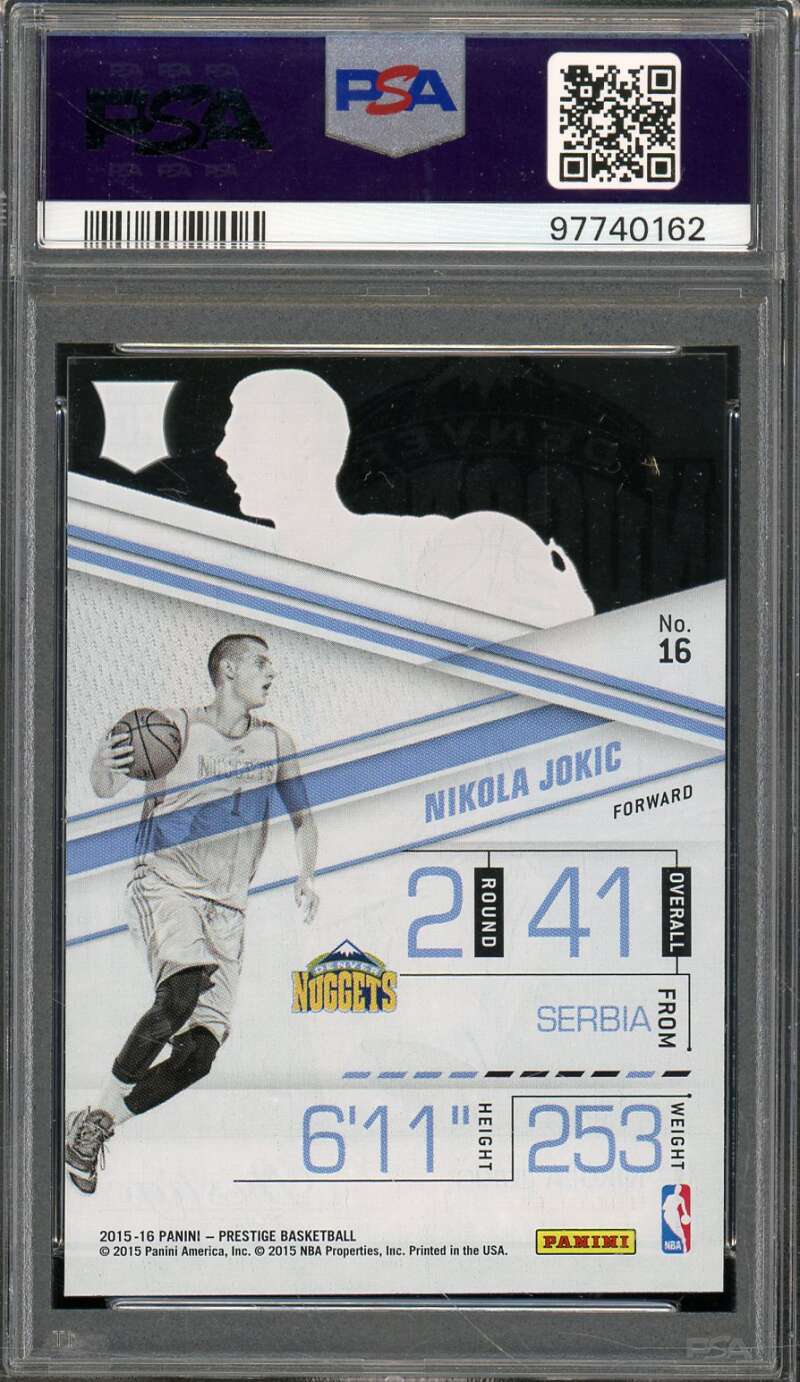 Nikola Jokic Rookie Card 2015-16 Panini Prestige #16 PSA 9 Image 2