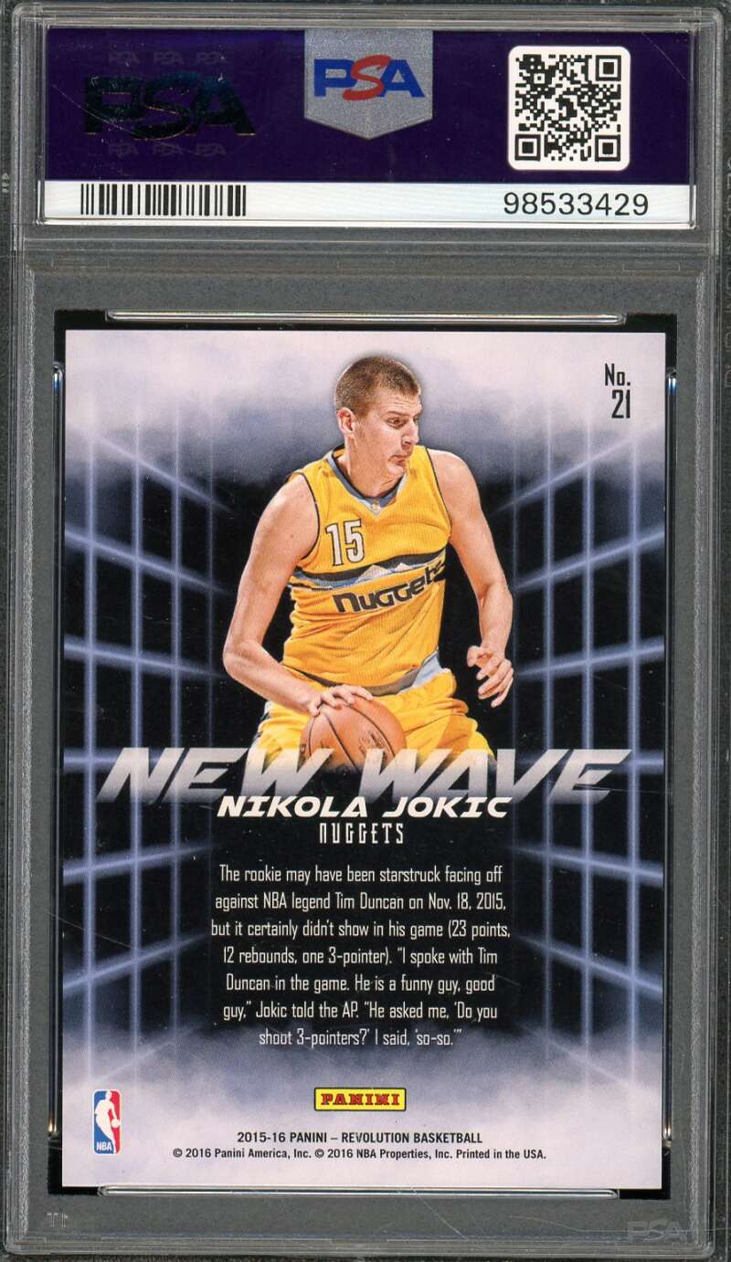 Nikola Jokic Rookie Card 2015-16 Panini Revolution New Wave #21 PSA 9 Image 2