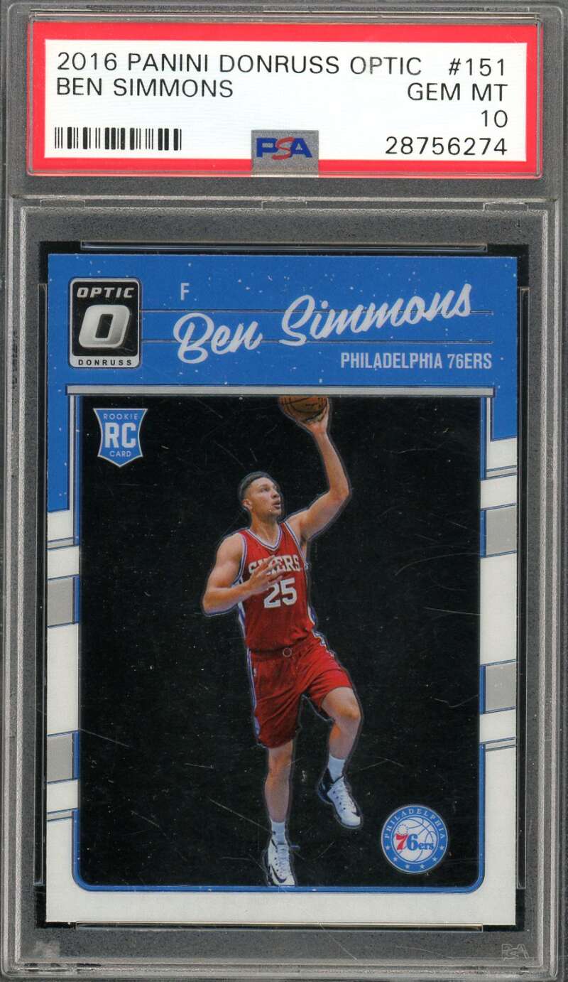 Ben Simmons Rookie Card 2016-17 Panini Donruss Optic #151 PSA 10 Image 1