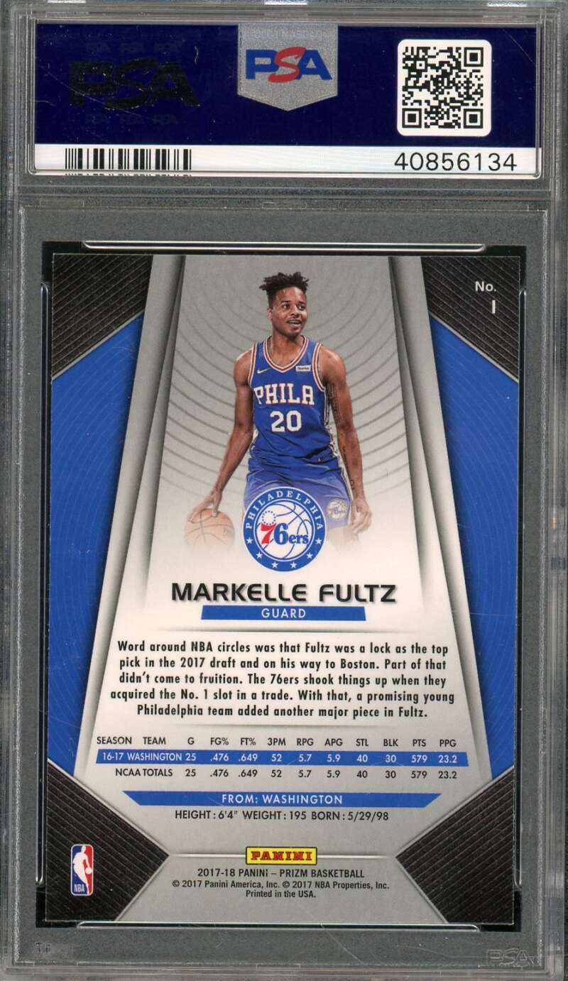 Markelle Fultz Rookie Card 2017-18 Panini Prizm #1 PSA 10 Image 2