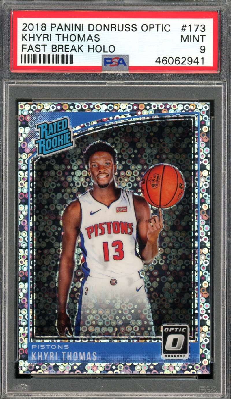 Khyri Thomas Rookie Card 2018-19 Panini Donruss Optic Fast Break Holo #173 PSA 9 Image 1