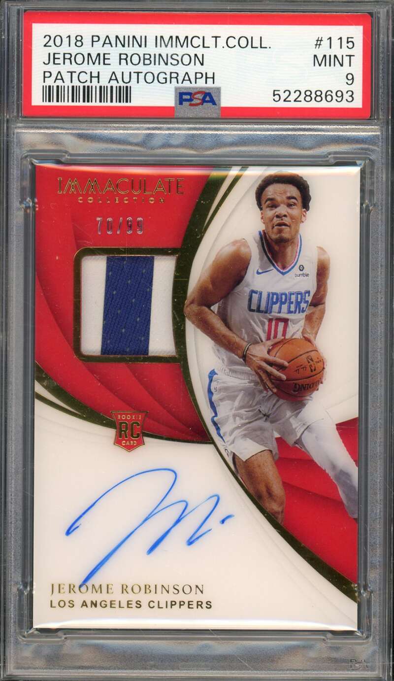 Jerome Robinson Rookie 2018-19 Panini Immaculate Patch Auto (pop 1) #115 PSA 9 Image 1