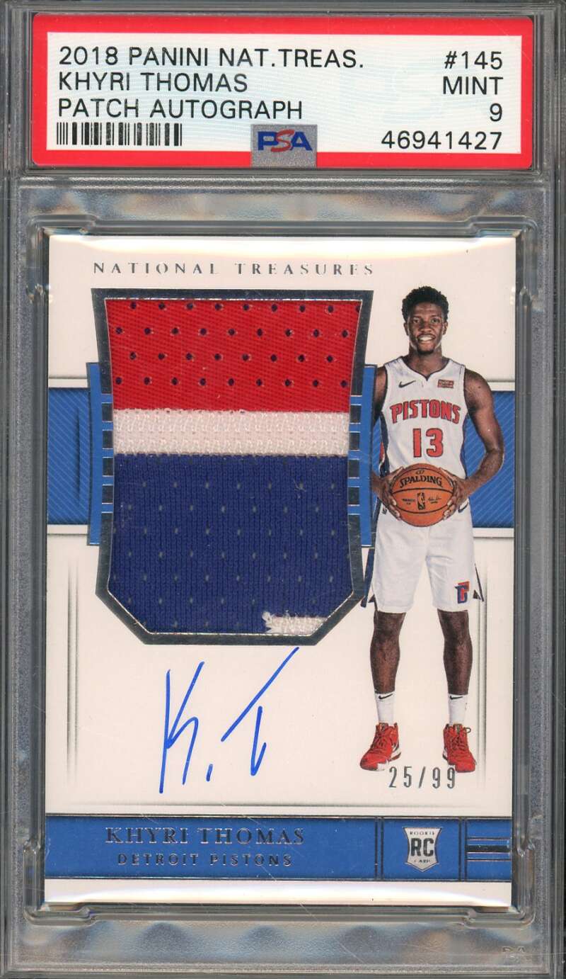 Khyri Thomas Rookie 2018-19 Panini National Treasures Patch Autograph #145 PSA 9 Image 1