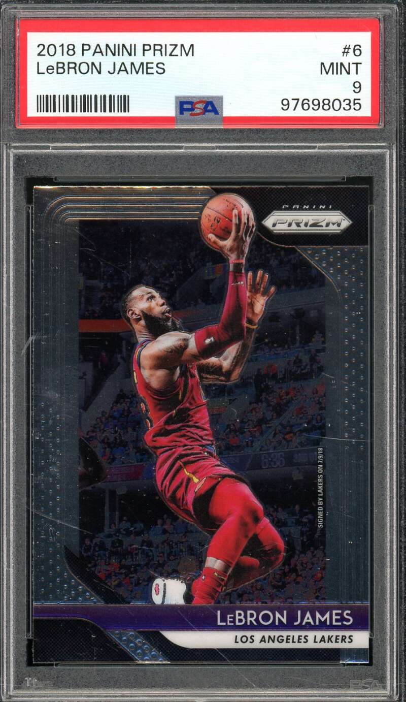 LeBron James Card 2018-19 Panini Prizm #6 PSA 9 Image 1