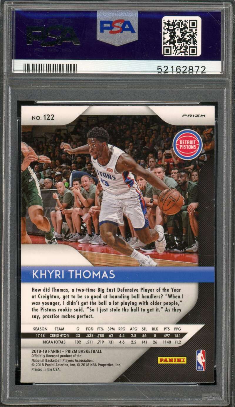 Khyri Thomas Rookie 2018-19 Prizm Choice Prizm Tiger Stripe (pop 3) #122 PSA 10 Image 2