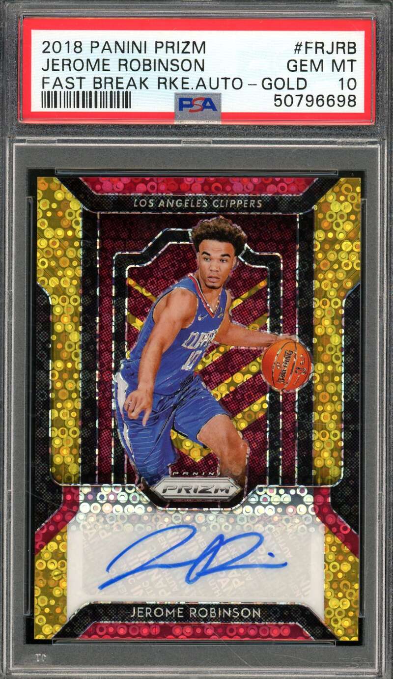 Jerome Robinson Rookie 2018-19 Panini Prizm Fast Break Auto Gold #FRJRB PSA 10 Image 1