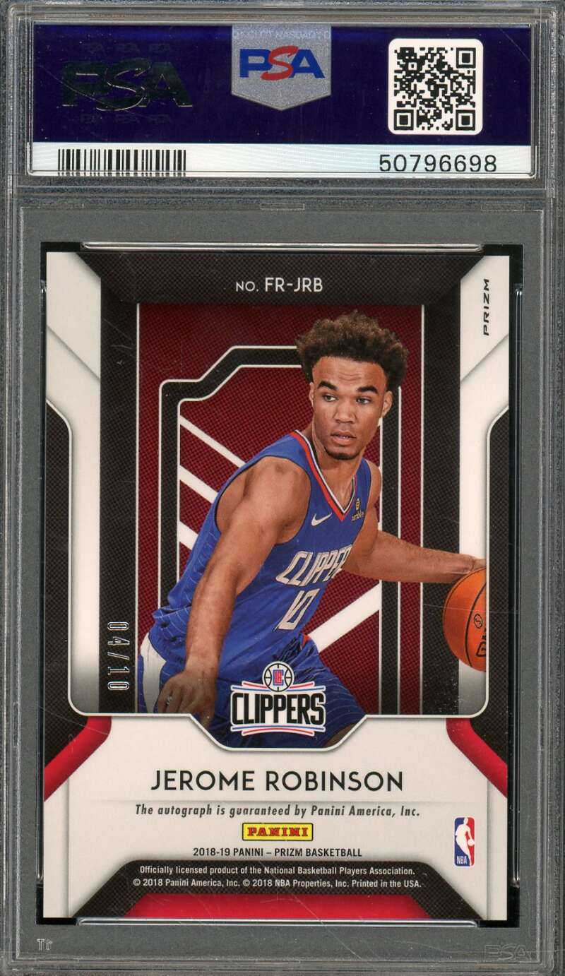 Jerome Robinson Rookie 2018-19 Panini Prizm Fast Break Auto Gold #FRJRB PSA 10 Image 2