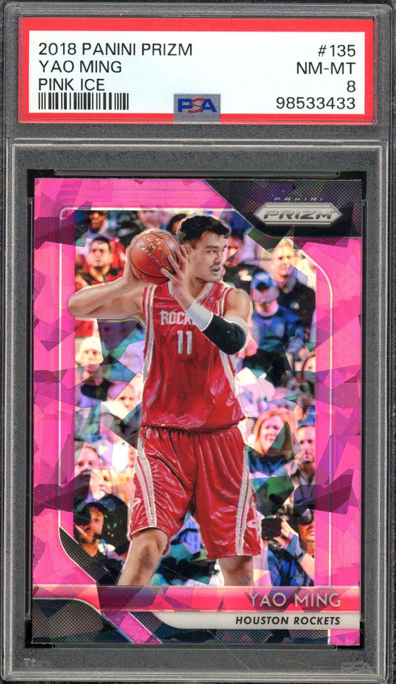 Yao Ming Card 2018-19 Panini Prizm Pink Ice #135 PSA 8 Image 1