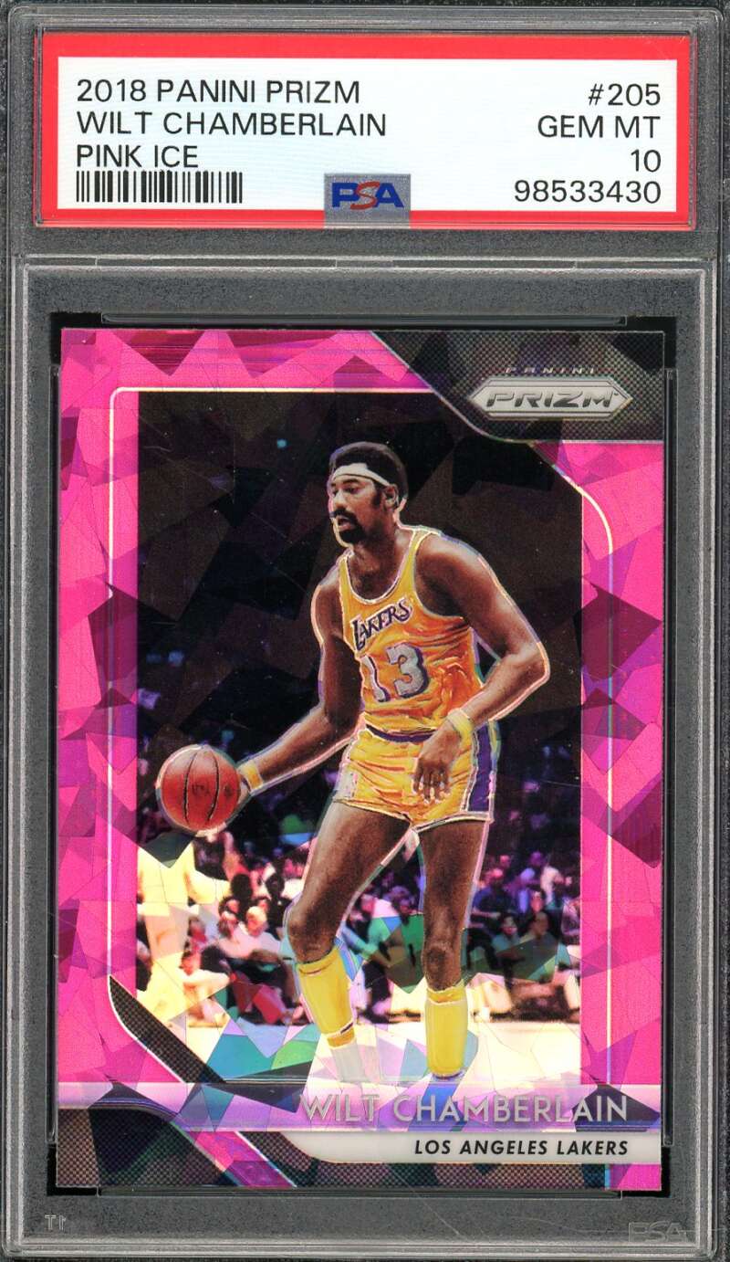 Wilt Chamberlain Card 2018-19 Panini Prizm Pnk Ice #205 PSA 10 Image 1