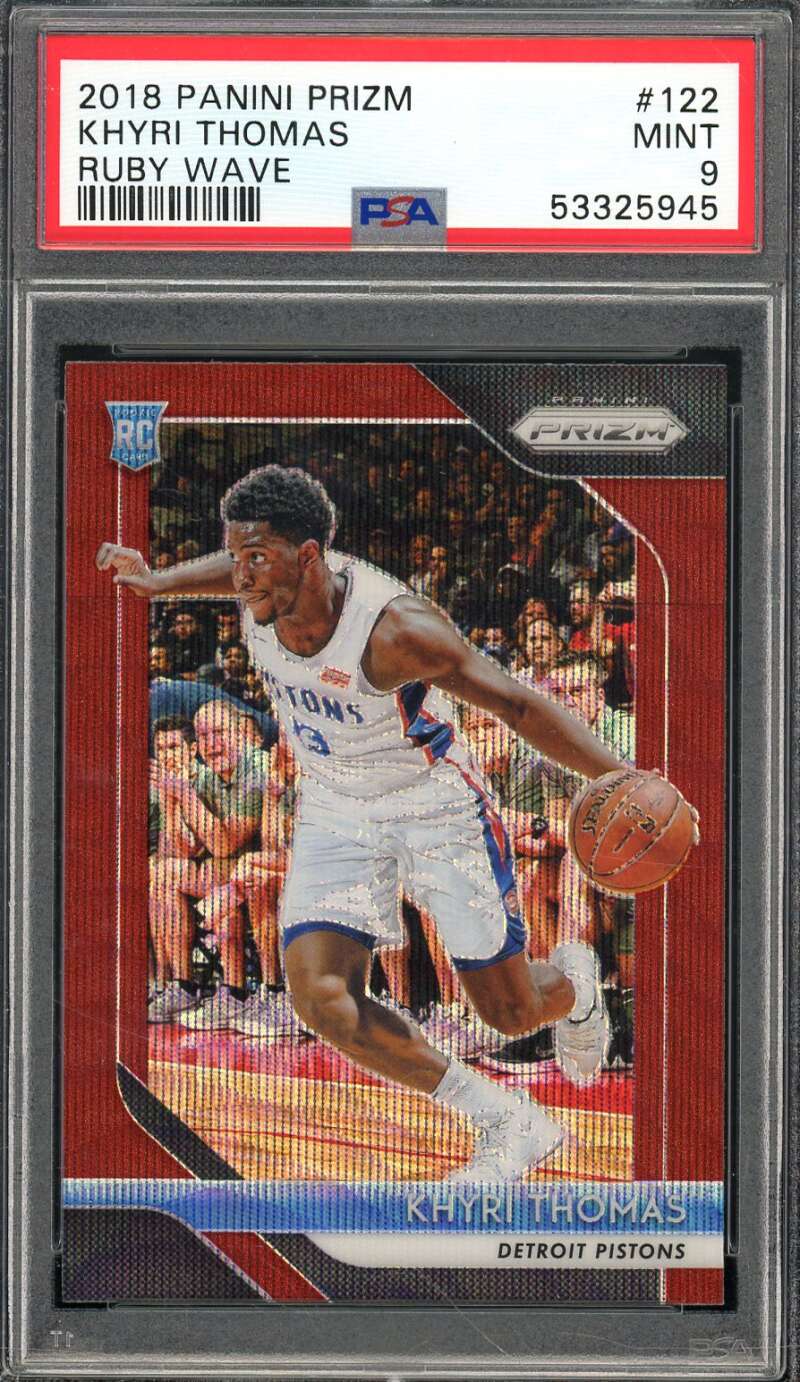 Khyri Thomas Rookie Card 2018-19 Panini Prizm Ruby Wave #122 PSA 9 Image 1