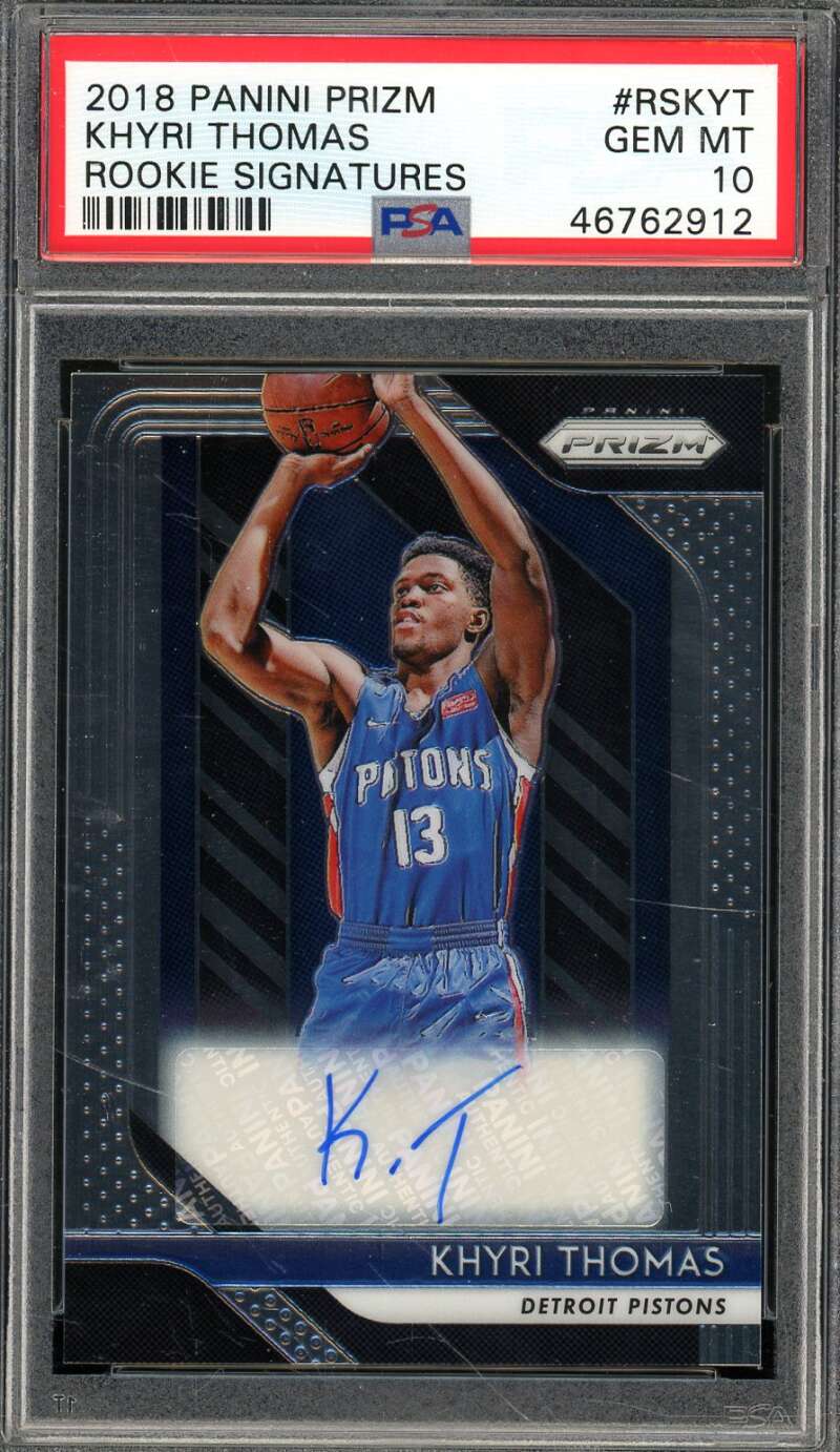 Khyri Thomas Rookie 2018-19 Panini Prizm Rookie Signatures (pop 4) #Rskyt PSA 10 Image 1