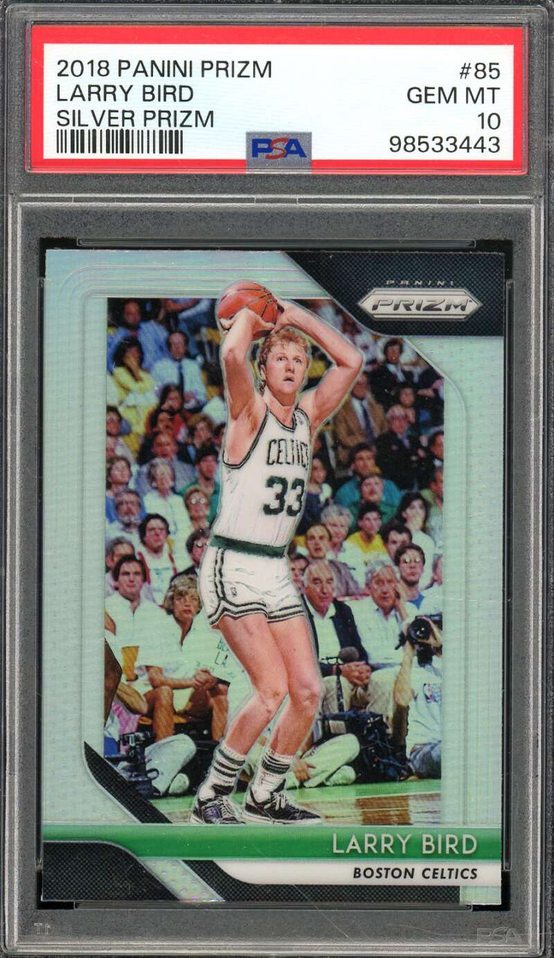 Larry Bird Card 2018-19 Panini Prizm Silver Prizm #85 PSA 10 Image 1