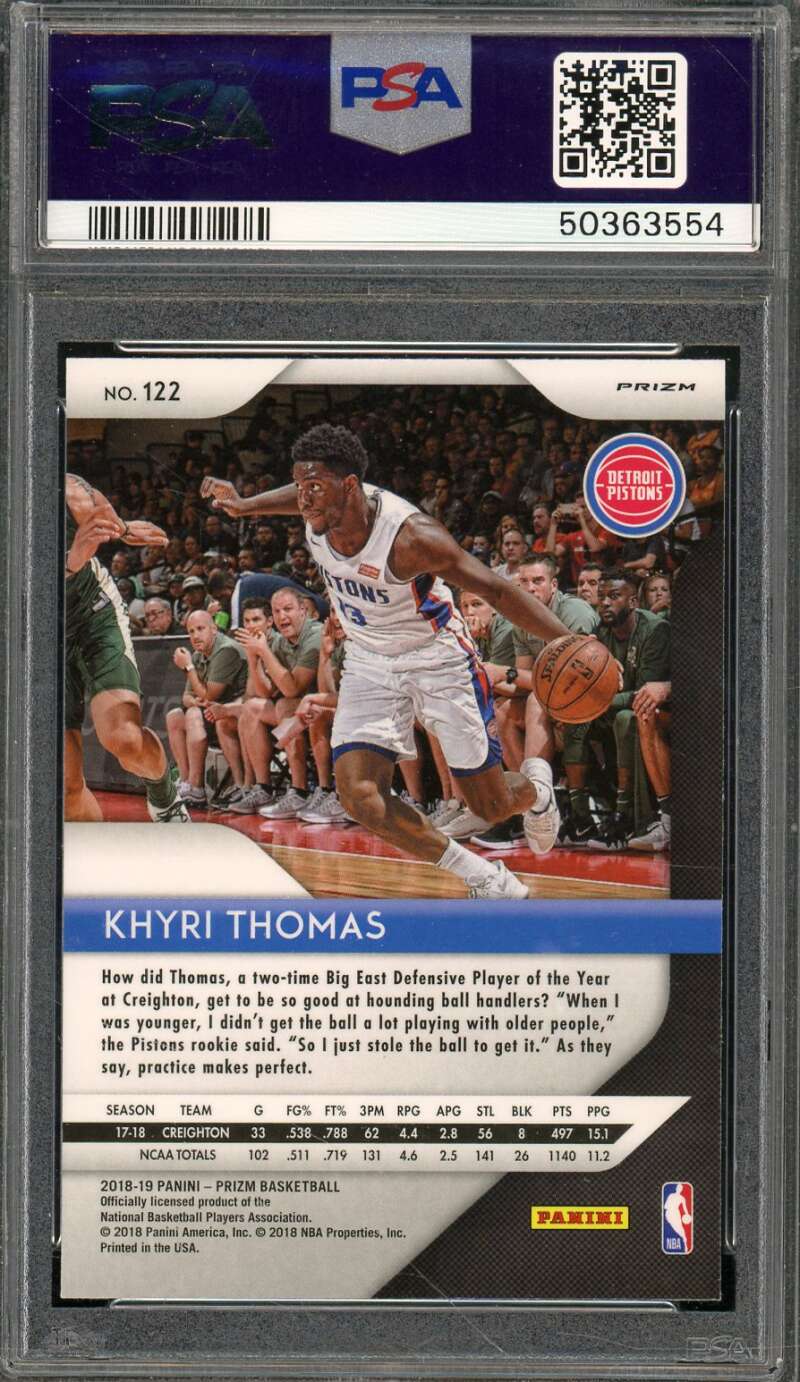 Khyri Thomas Rookie Card 2018-19 Panini Prizm Silver Prizm #122 PSA 9 Image 2