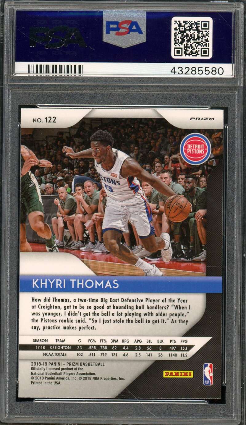 Khyri Thomas Card 2018-19 Panini Prizm Silver Prizm #122 PSA 10 Image 2