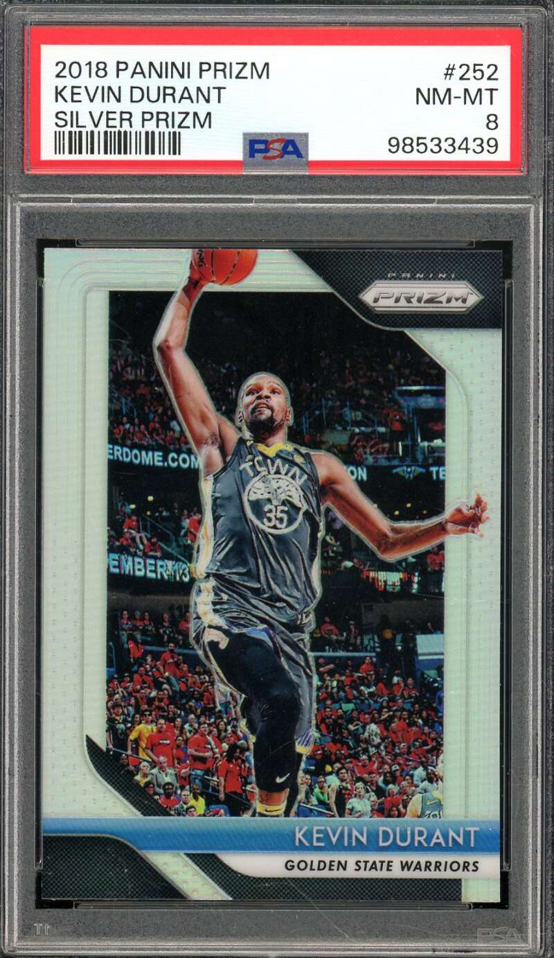 Kevin Durant Card 2018-19 Panini Prizm Silver Prizm #252 PSA 8 Image 1