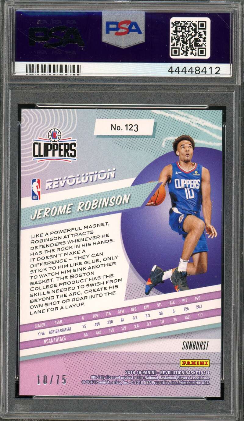 Jerome Robinson Rookie 2018-19 Panini Revolution Sunburst (pop 1) #123 PSA 9 Image 2