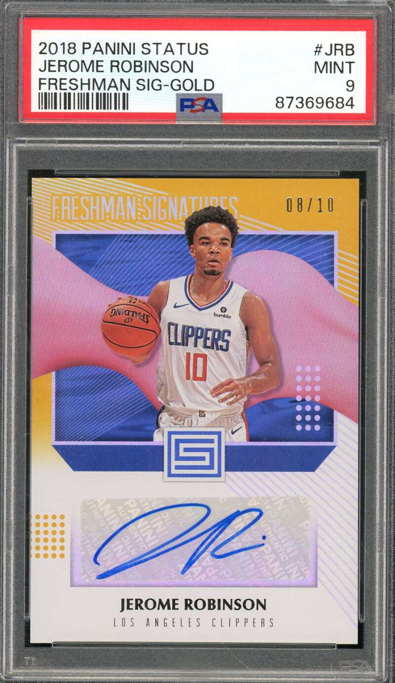 Jerome Robinson Rookie 2018-19 Panini Status Freshman Sig Gold (8/10) #JRB PSA 9 Image 1