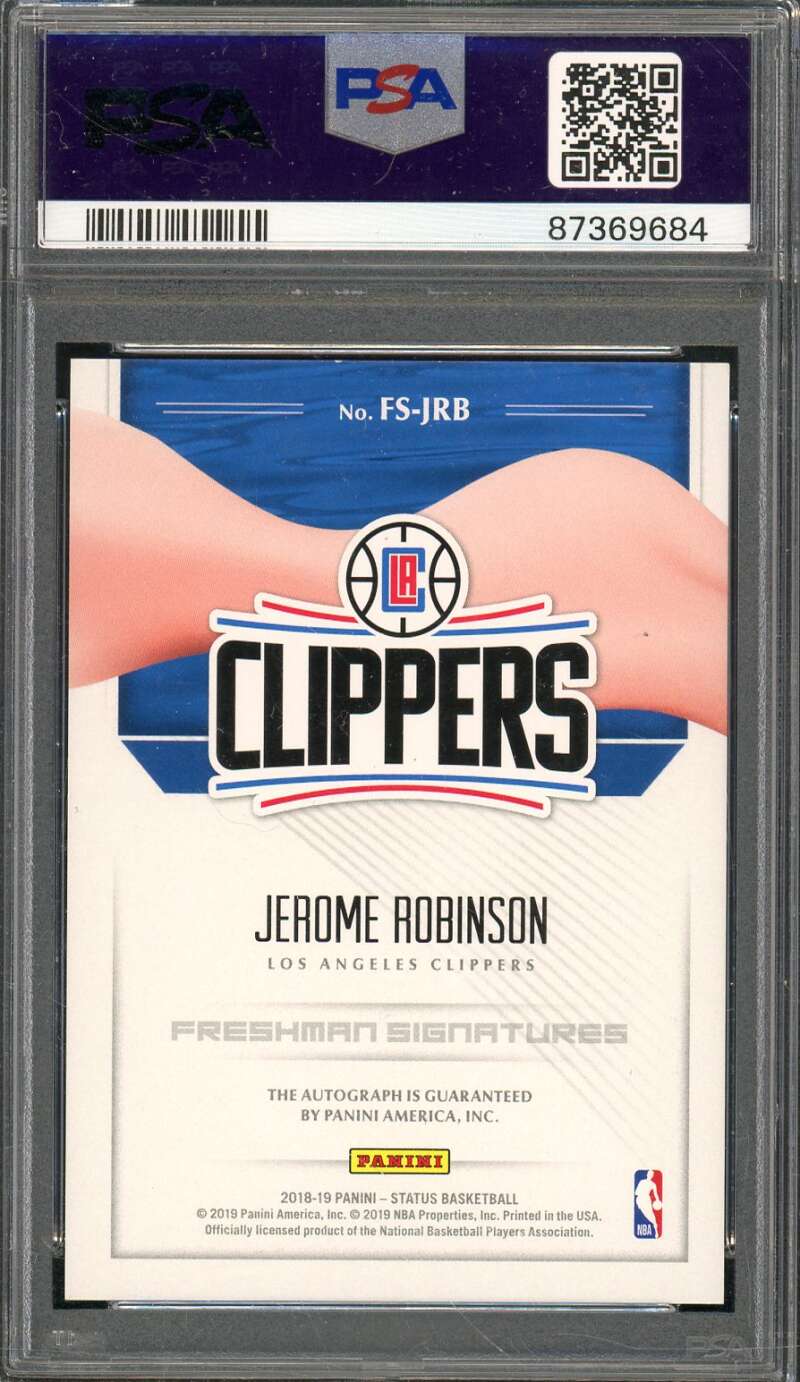 Jerome Robinson Rookie 2018-19 Panini Status Freshman Sig Gold (8/10) #JRB PSA 9 Image 2