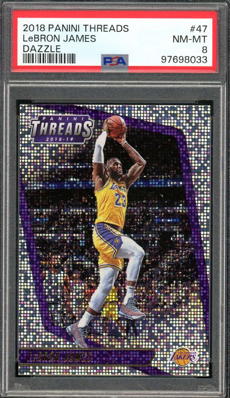 LeBron James Card 2018-19 Panini Threads Dazzle #47 PSA 8 Image 1