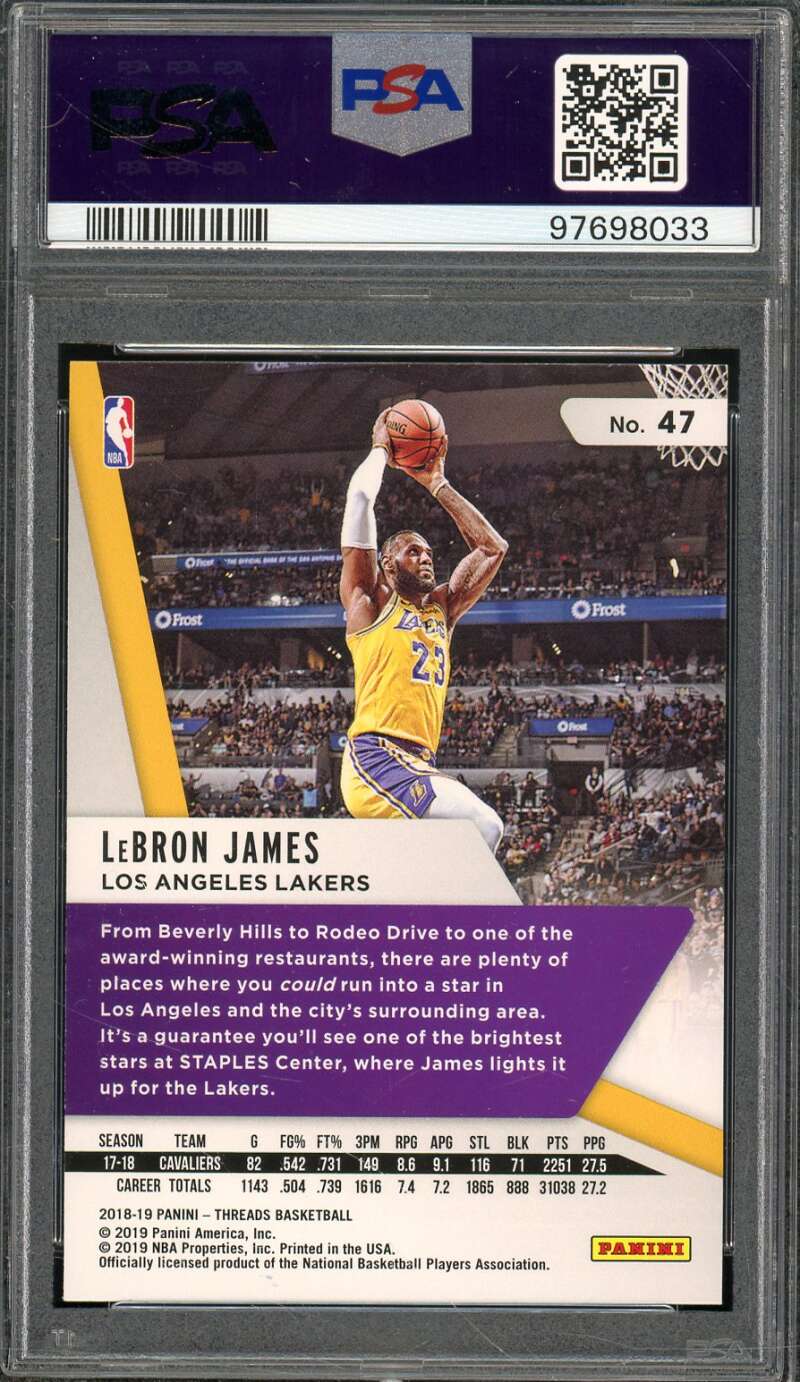 LeBron James Card 2018-19 Panini Threads Dazzle #47 PSA 8 Image 2