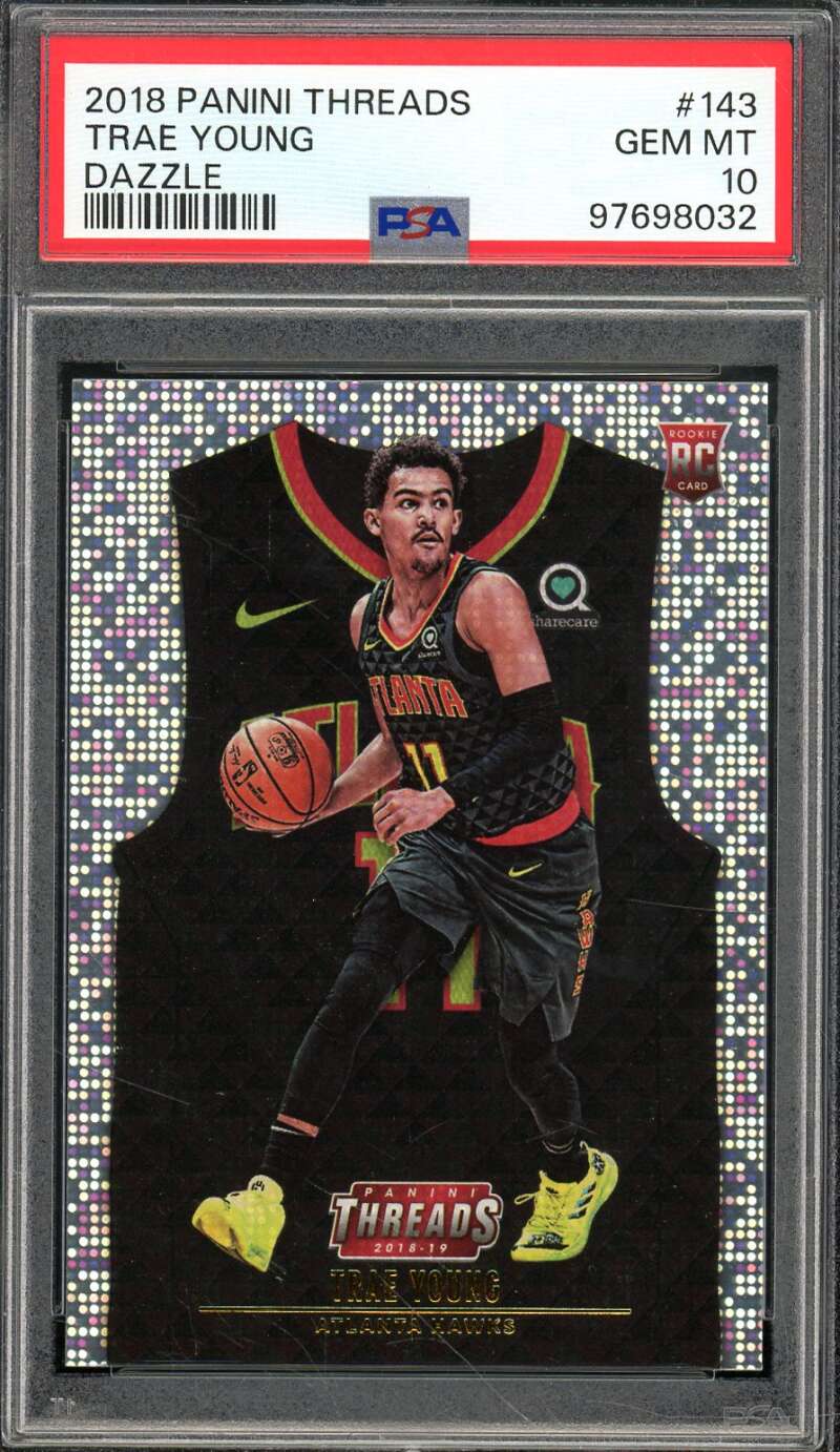 Trae Young Rookie Card 2018-19 Panini Threads Dazzle #143 PSA 10 Image 1