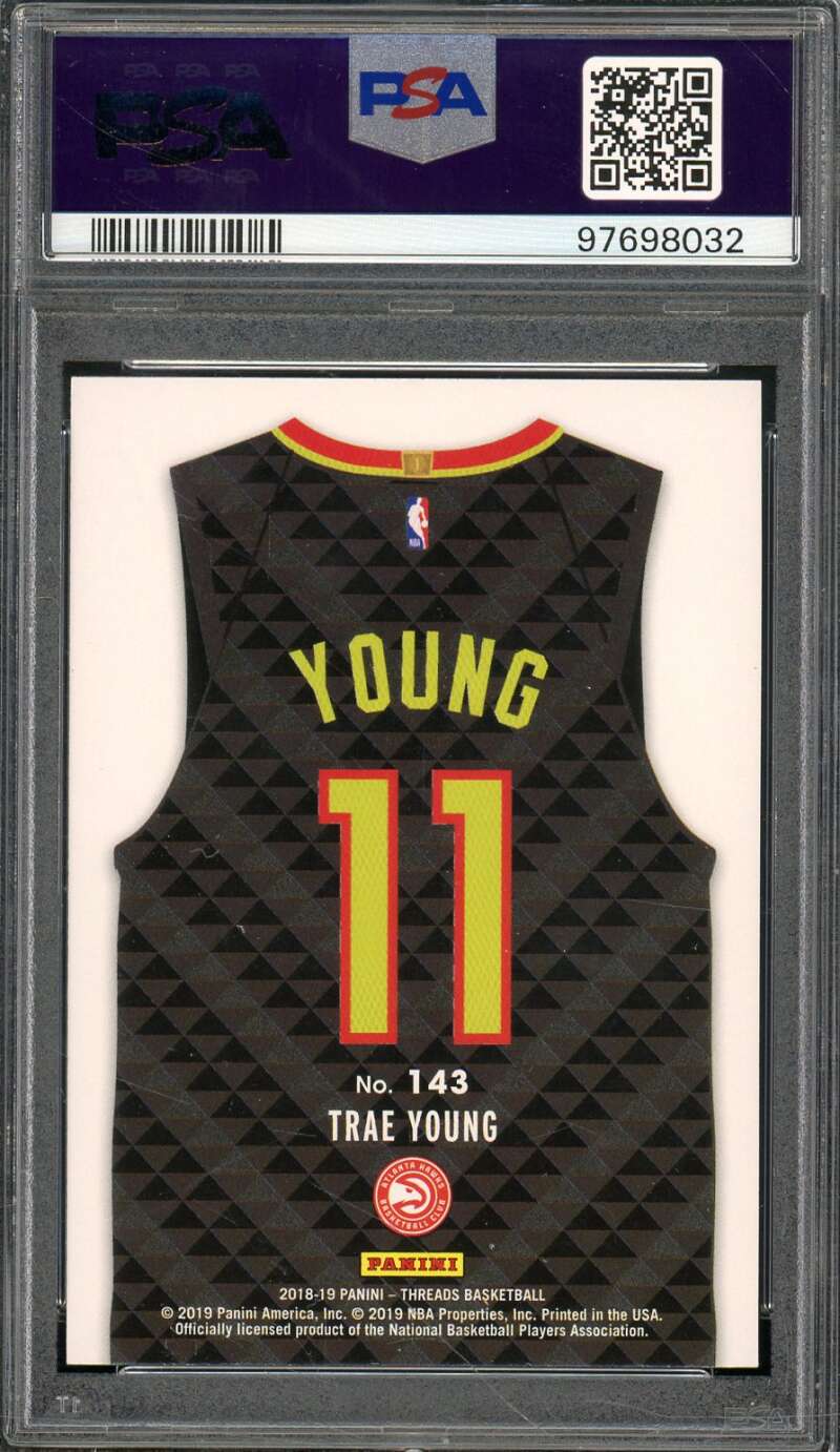 Trae Young Rookie Card 2018-19 Panini Threads Dazzle #143 PSA 10 Image 2