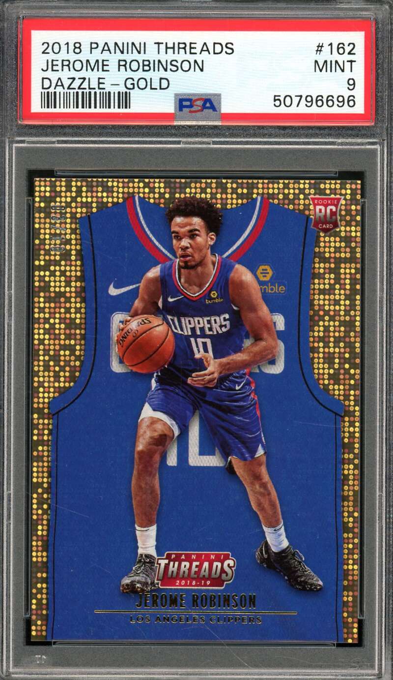 Jerome Robinson Rookie Card 2018-19 Panini Threads Dazzle Gold (3/10) #162 PSA 9 Image 1