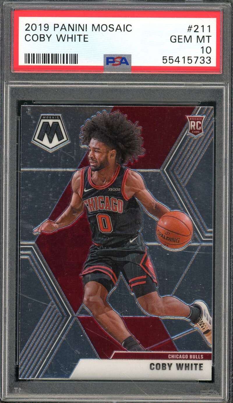 Coby White Rookie Card 2019-20 Panini Mosaic #211 PSA 10 Image 1