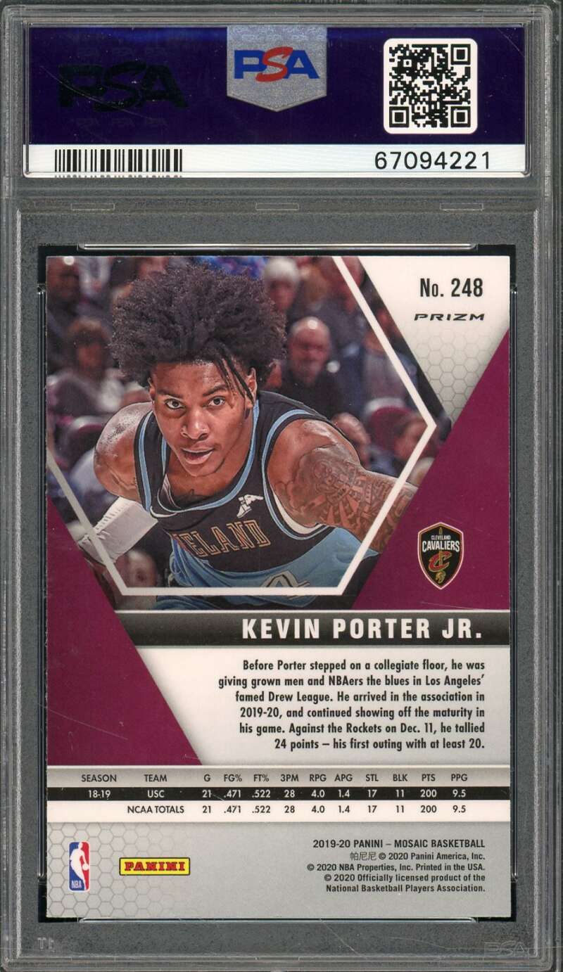 Kevin Porter Jr. Rookie Card 2019-20 Panini Mosaic Red Mosaic #248 PSA 10 Image 2