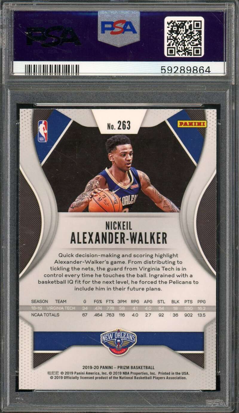 Nickeil Alexander-Walker Rookie Card 2019-20 Panini Prizm #263 PSA 10 Image 2