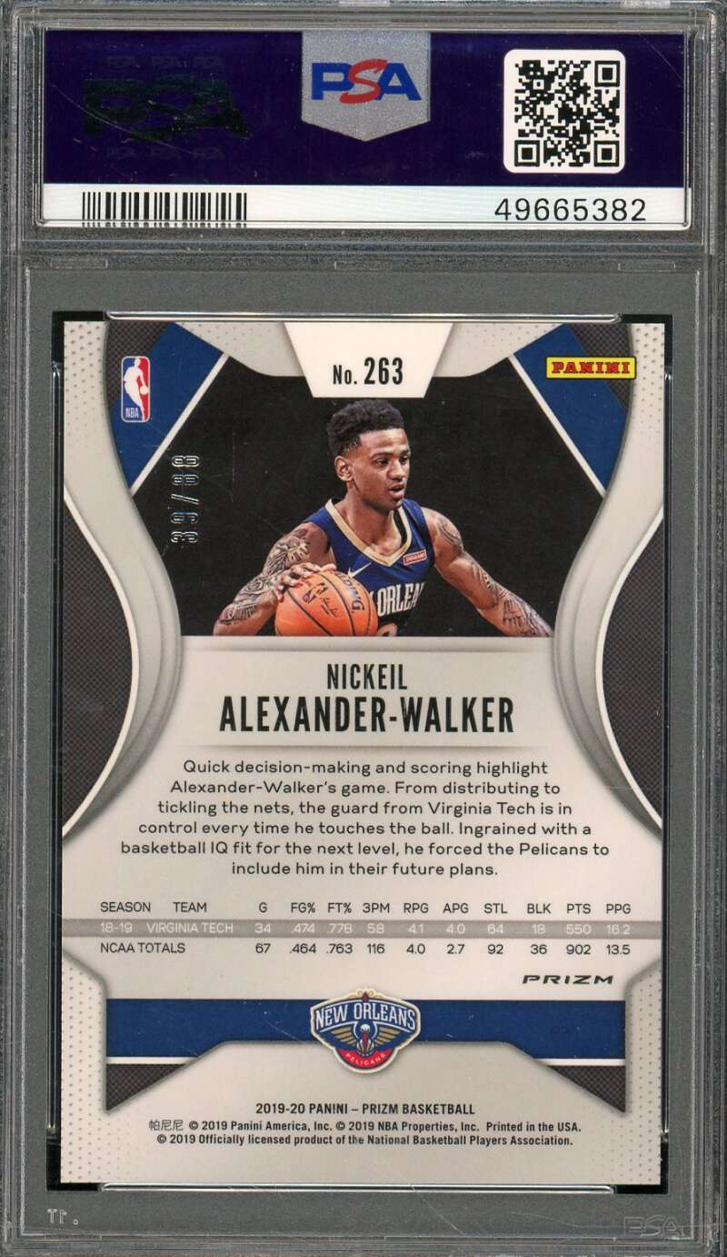 Nickeil Alexander-Walker Rookie 2019-20 Panini Prizm Choice Prizm Red #263 PSA 8 Image 2