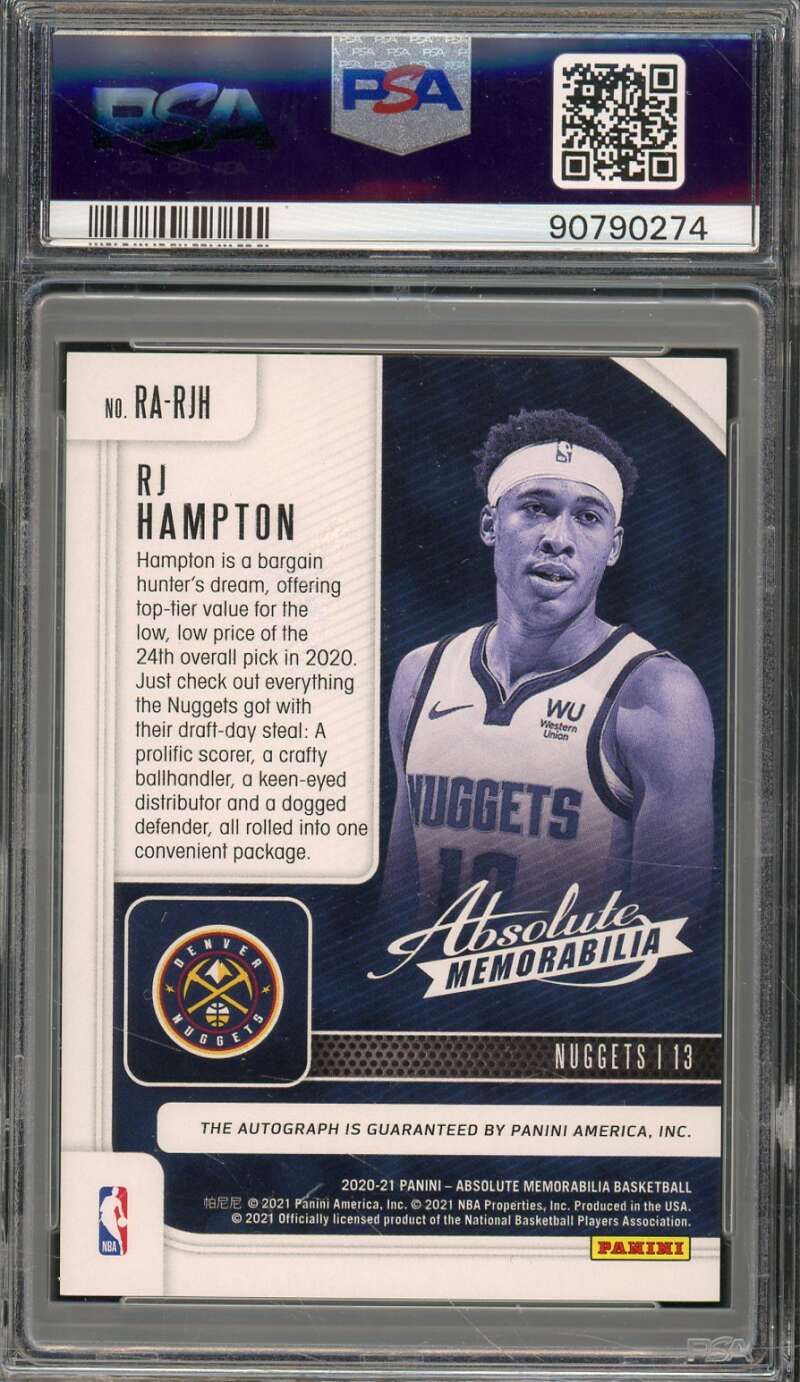 RJ Hampton Rookie Card 2020-21 Absolute Rookie Auto Level 3 (5/10) #rarjh PSA 9 Image 2